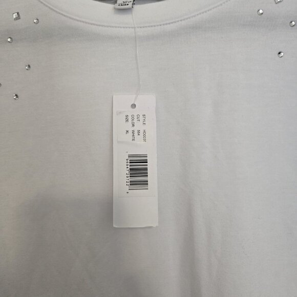 Parker & Rowe White Embellished Shoulder T-Shirt Top - Size XL - Picture 3 of 9